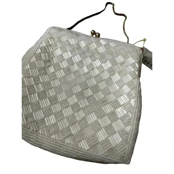 Chuckle Womens Woven Beaded Chain Strap Shoulder‎ Hand Bag Ivory One Size - Picture 5 of 5